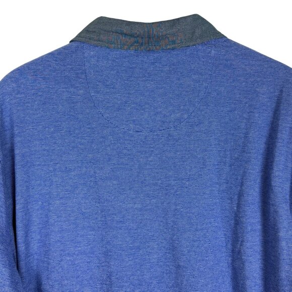 Original Penguin Munsingwear Men’s Polo Shirt XL Blue Striped Gray Collar Cotton - Picture 8 of 10